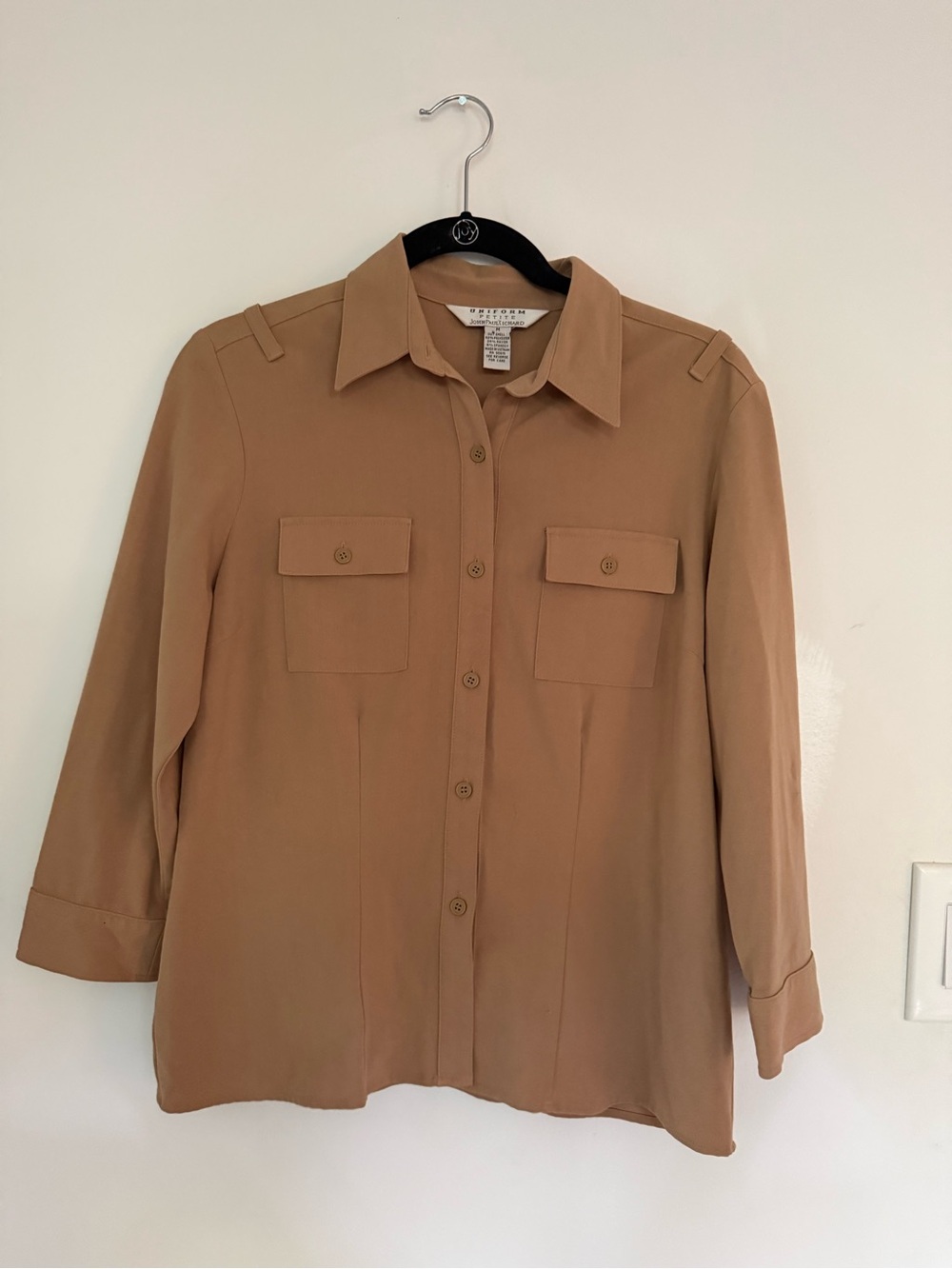JohnPaulRichard Petite Tan Button-Front Shirt